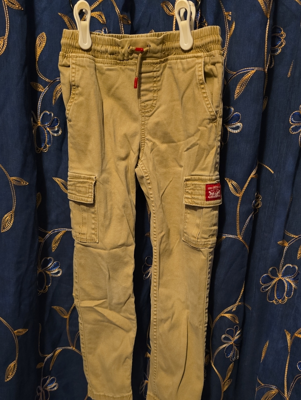 Levi's Kids Tan Cargo Joggers with Red Accent